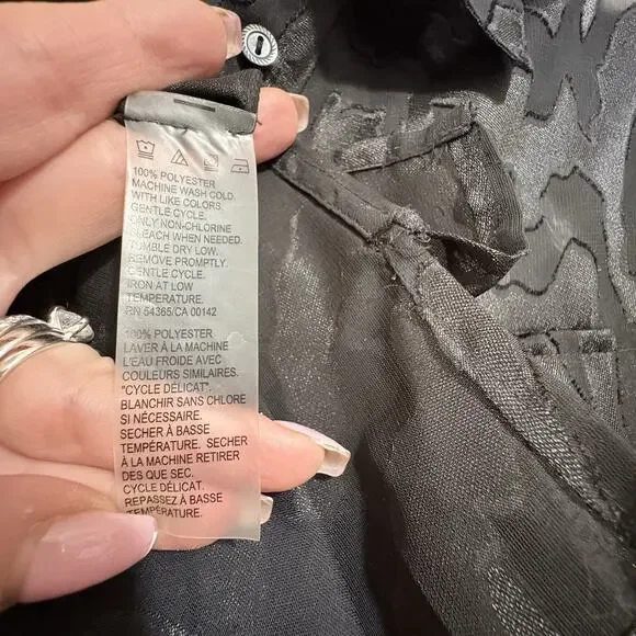 Vtg TanJay Fairy Grunge Witchy Womens Shirt Sheer Button up Pockets Black Sz 1X - Picture 7 of 12